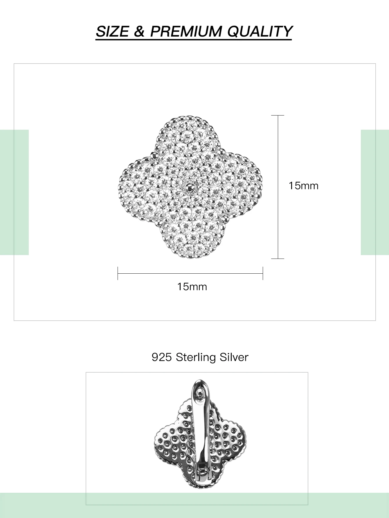 Full Moissanite Earrings Flower Earring Four-leaf Clover Clip Earring for Women 925 Sterling Silver Earring with Gra Certificate 4