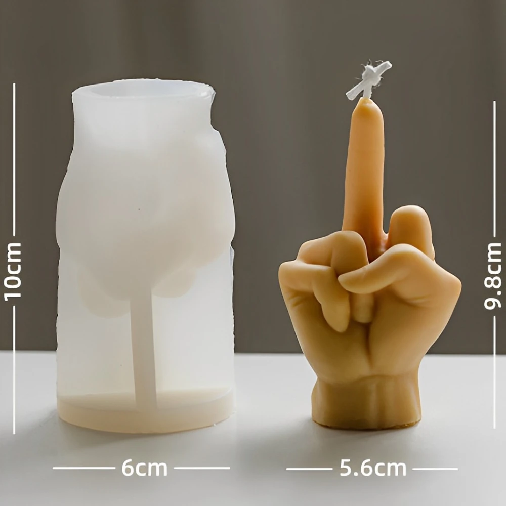 3D Middle Finger Candle Silicone Mold DIY Gesture Aromatherapy Plaster Art Soap Resin Crafts Making Tools Holiday Party Gifts Silicone Mold