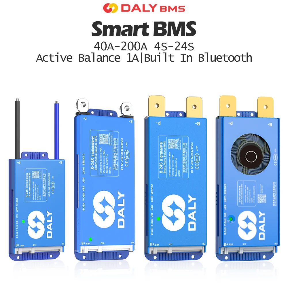 데일리 스마트 BMSWiFi 4S 12V 8S 24V 16S 48V 40A 100A 150A 200A 액티브 밸런스 과충전/방전 보호 기능..