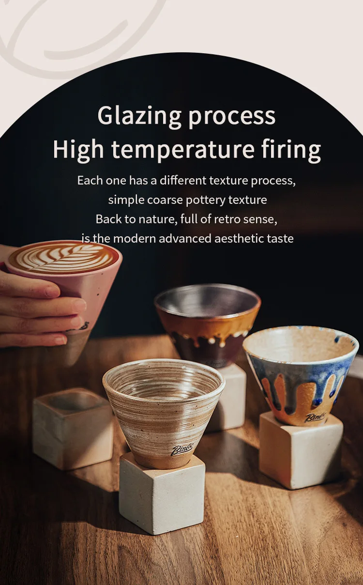 Description Picture 5 of item1PC Japanese Style Retro Ceramic Coffee Cup Rough Pottery Tea Cup Latte Pull Flower Porcelain Cup Pottery Mug For Home Office