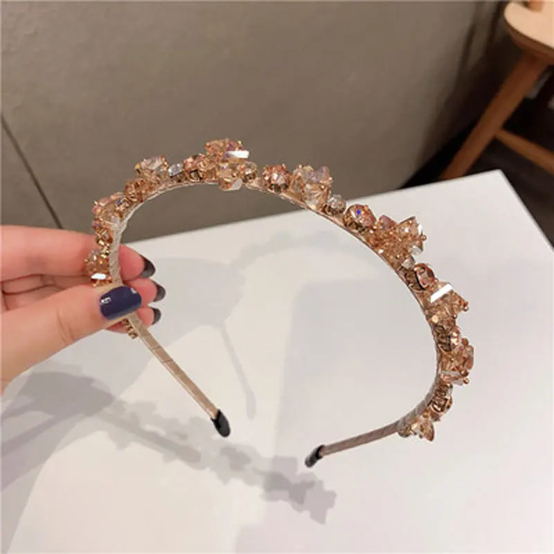 South Korea Crystal Rhinestone Headband Net Red INS French Elegant Headband Banquet Hair Pressure Hair Headdress Women jewelry accessories hair accessory hair headdress hair band crown