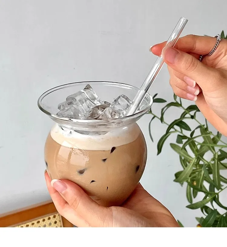 Matka Glass Sundae Milkshake Cup Ice Cream Juice Dessert Parfait Yogurt Milk Tea Cup - 550Ml