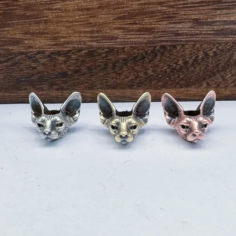 

Canadian Hairless Cat Brass Knife Beads Outdoor EDC Umbrella Rope Pendants DIY Paracord Bracelets Accessories Lanyard Hangings