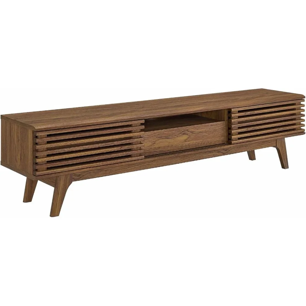 

Render 70" Mid-Century Modern Low Profile Entertainment TV Stand Walnut Walnut Freight Free Living Room Furniture for Tv Cabinet