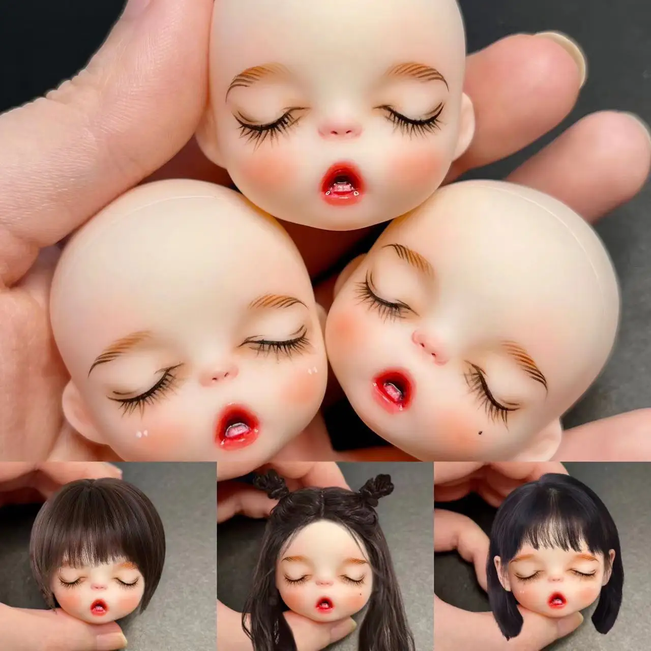 

New 1/8 Doll Head With Body Makeup 16cm Sleeping Girl Doll Makeup With 3D Colorful Eyes