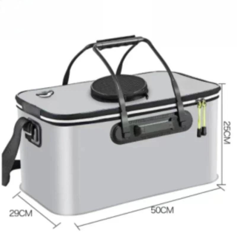 35cm Foldable Fishing Bucket EVA Handheld Fishing Bag Thicken Bag Waterproof Gear Boxes Oxygenation Large Capacity Thickened