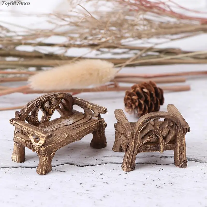 

1 Pc Mini Garden Ornament Miniature Park Seat Bench Craft Fairy Dollhouse Decor Micro Home Landscape Decor Accessories