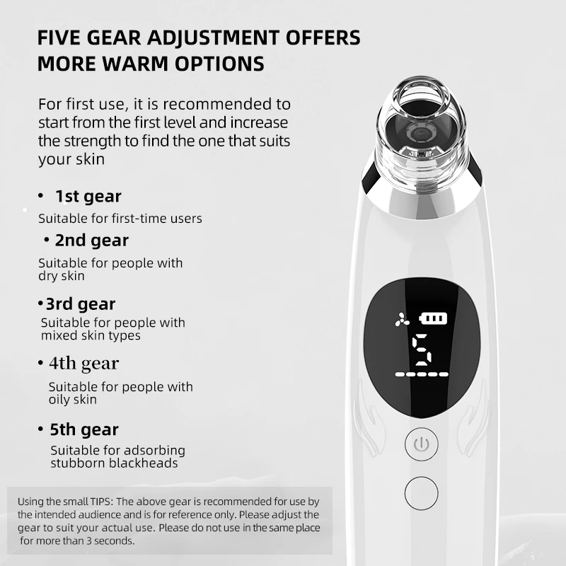 Facial Beauty Instrument Blackhead Remover Blackhead Instrument Skin Care Device Blackhead Remover Pore Vacuum with Camera Upgraded Black Head Remover for Face 5 Modes 3 Probes Pimple Popper Tool Kit