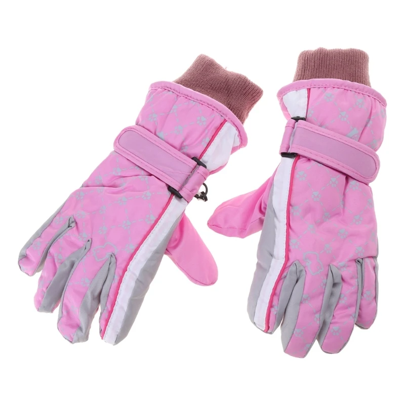 57EE Winter Snow Mittens Boys Girls Outdoor Riding Thermal Gloves for 5-8 Years Kids