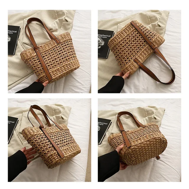Strohtasche Damen Groß - Boho Umhängetasche Für Strand & Urlaub