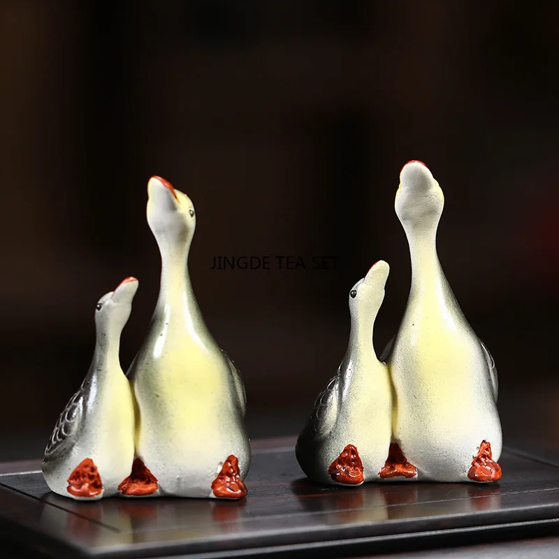 Color-changing Swan Tea Pet Alabaster Can Be Raised Tea Pet Tea Table Ceramic Crafts Ornaments Heat Can Change Color