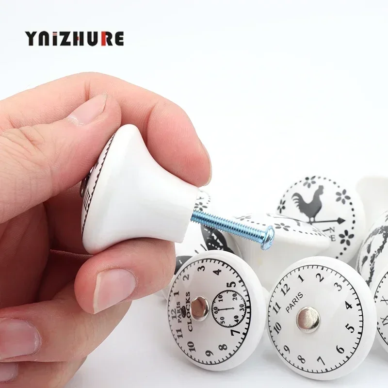 Furniture Handles Kitchen Door Handles White Print Ceramic Door Knobs And Handles Furniture Drawer Knobs Cupboard Door Handles Single Hole Cabinet With Screws