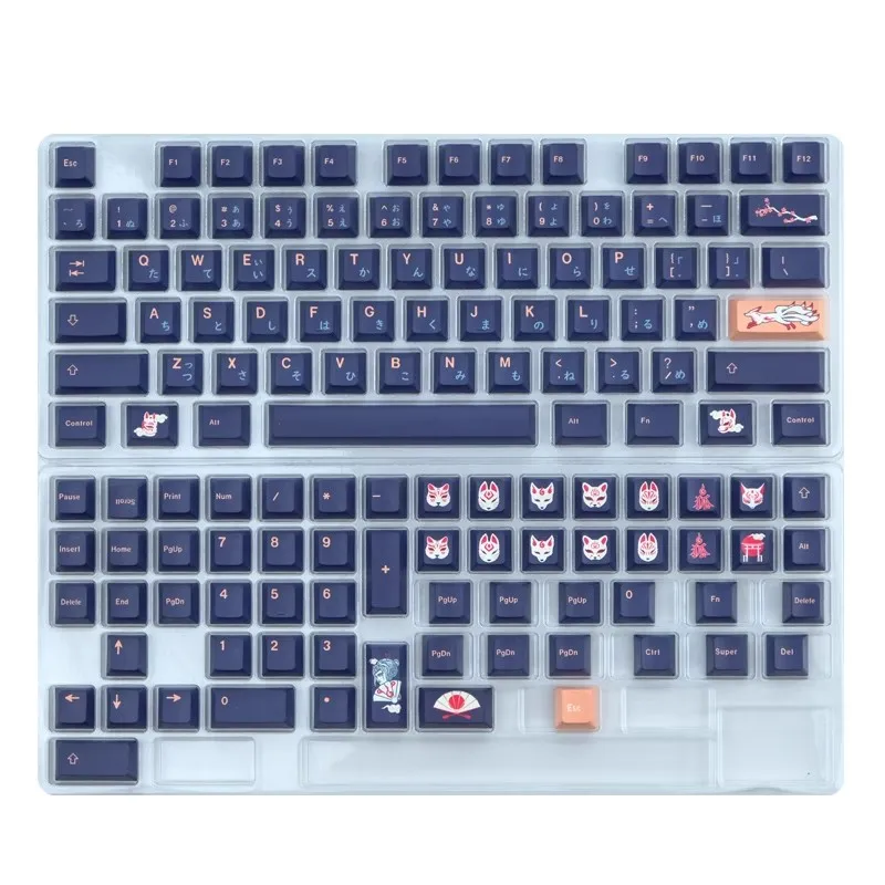 Fox Tema Dye Sublimation Key Caps Perfil Cereja Gmk Keycap Pbt Lados 61 64 68 84 87 96 980 104 108 135 Chaves Set - Imagem 4