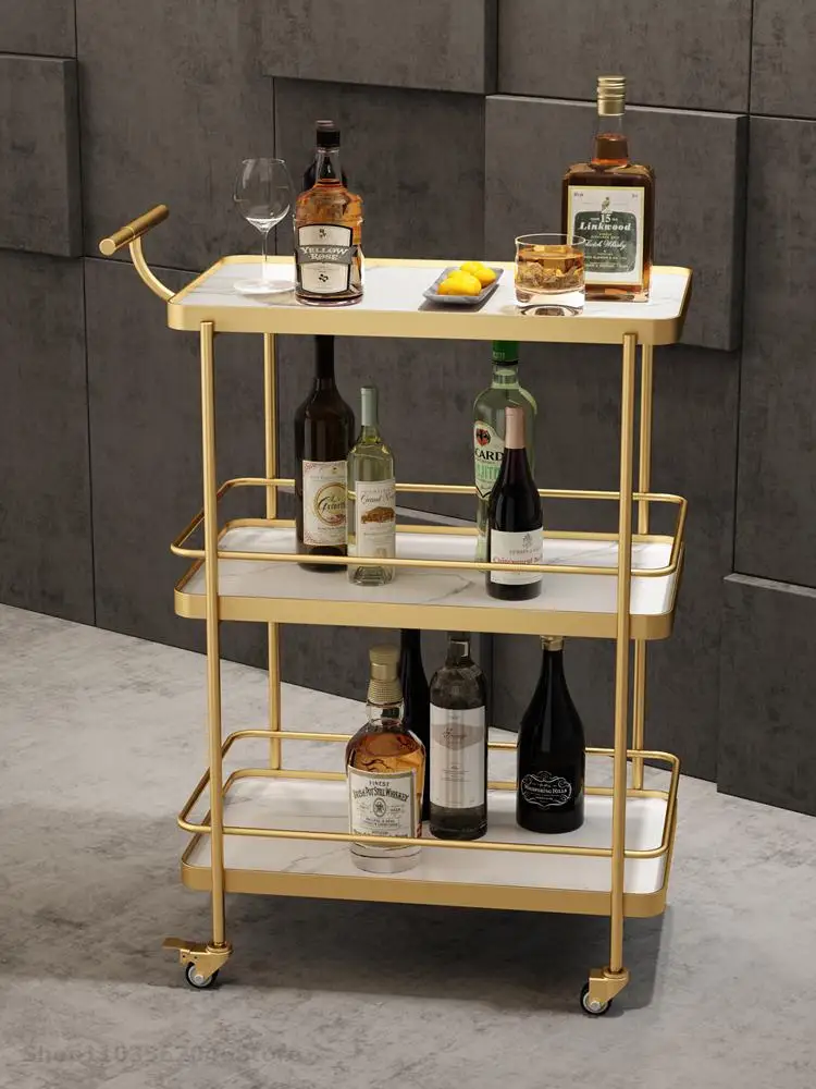 Hotel Restaurant Upscale Wine Cart Three-layer Trolley Cake Tea Cart Home Mobile Food
