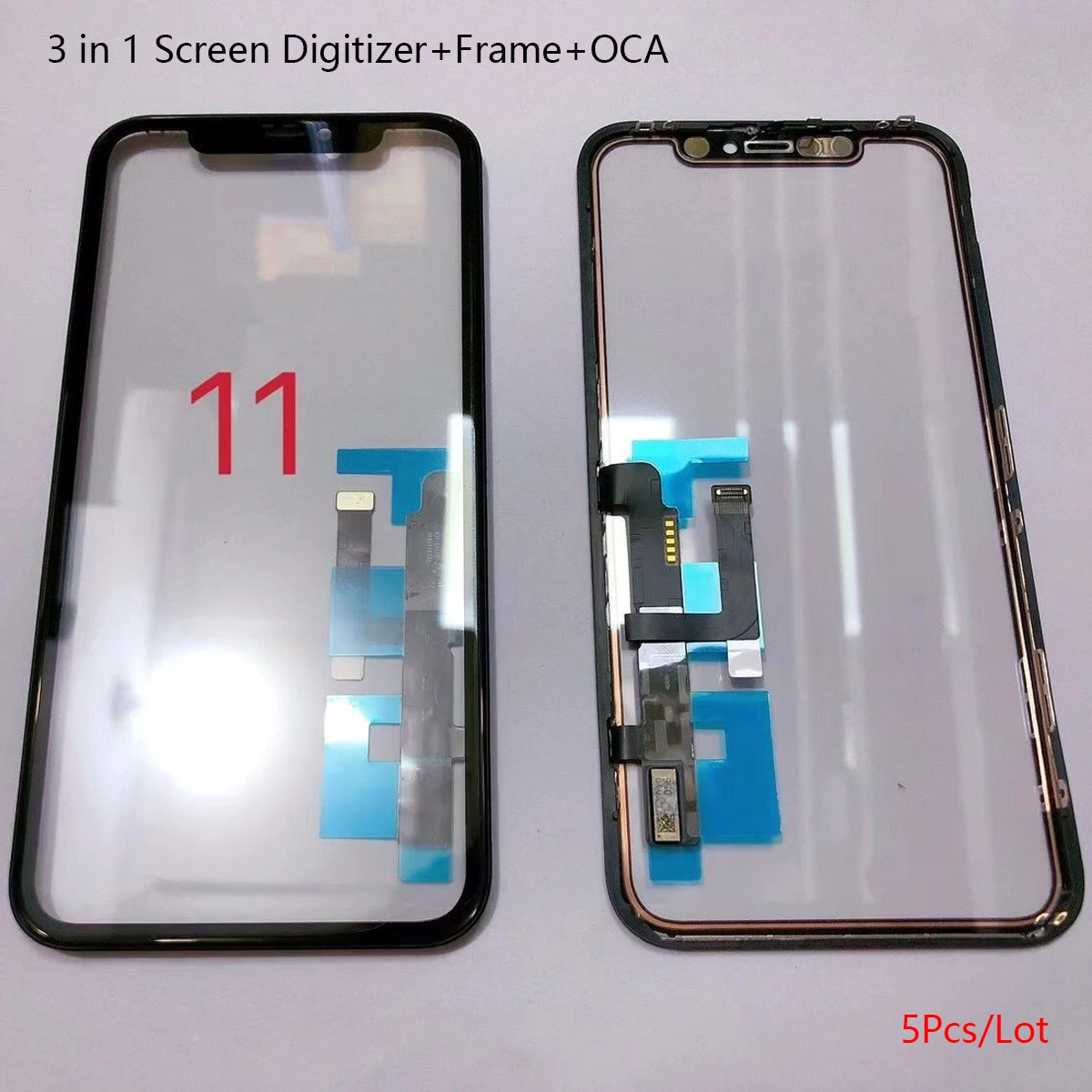 

5Pcs 3 in 1 Tested Ori AAA LCD Touch Digitizer Sensor Glass with Frame+OCA Glue For iPhone 11 Xr Touch Screen Cover Plate Repair