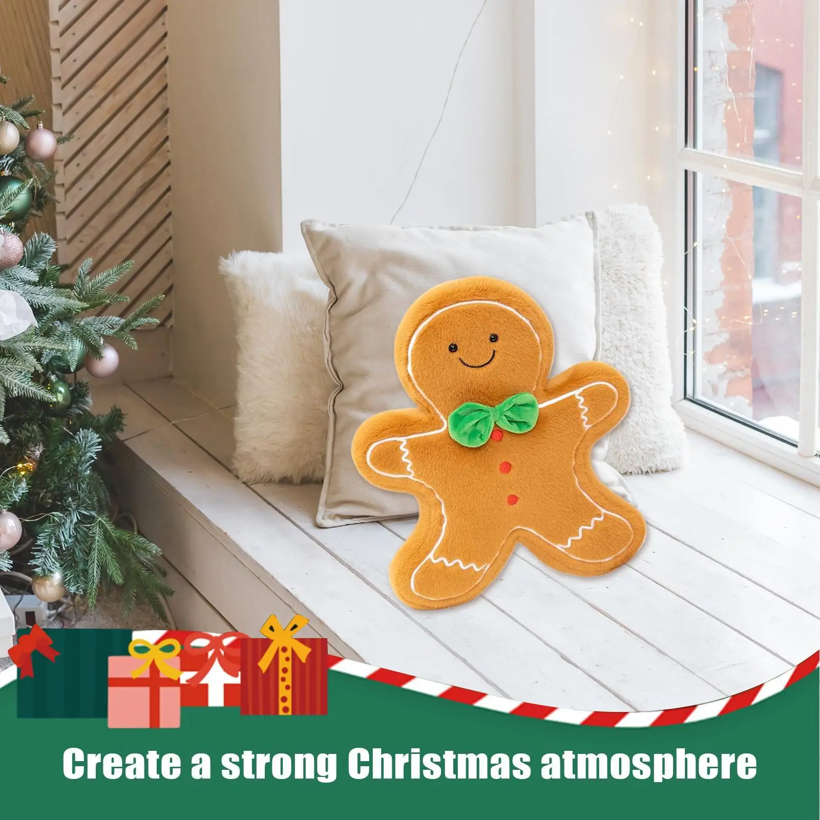 Christmas Pillows For Couch Stuffed Christmas Tree Gingerbread Cushion Couch Lumbar Pillows For Interior Designers Bedroom