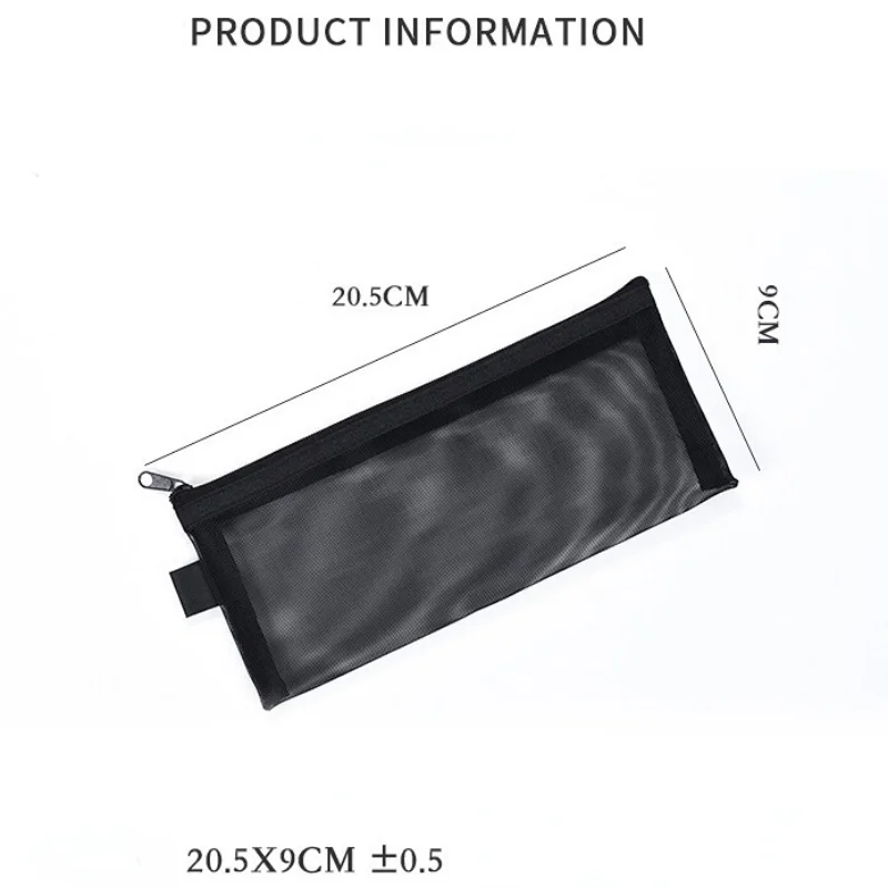20.5x9cm Mesh Cosmetic Bag Nets Stationery Pencil Bag Case Holder Zipper Portable Lipsticks Keys Coin Charge Cable Organizer 4