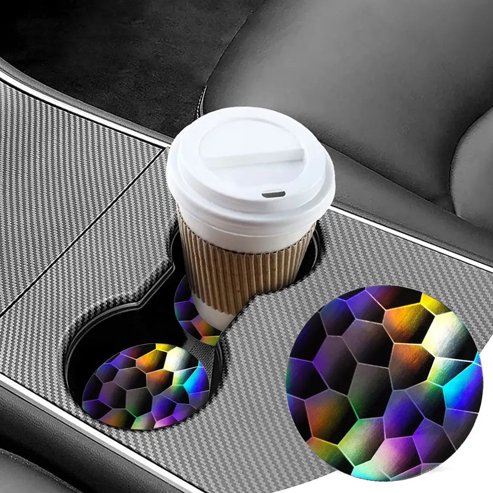 

2pcs Universal Silicone Car Aurora Coaster Non-slip Anti-skid Water Cup Pad Bottle Holder Rubber Mat Auto Interior Accessories
