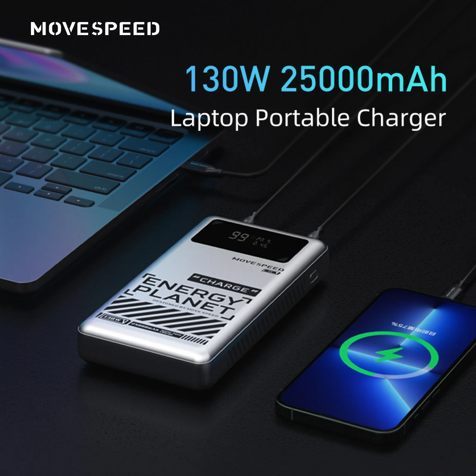 Внешний аккумулятор MOVESPEED M25, 25000 мАч, 145 вт, 3 порта | AliExpress
