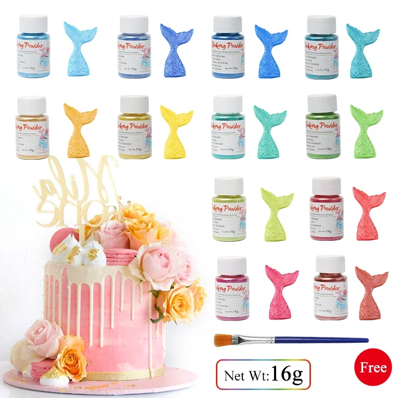 

Glitter Gold Powder Multi-color Cake Decorating Flash Food Biscuit Mousse Cake Macaron Chocolate Baking Color Dust 16g/bottle