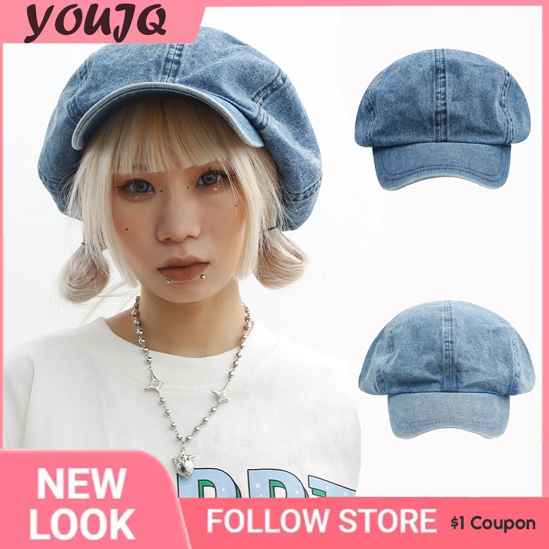 Big Hat Big Size Denim Beret Caps Denim Beret Hats Beret Ladies