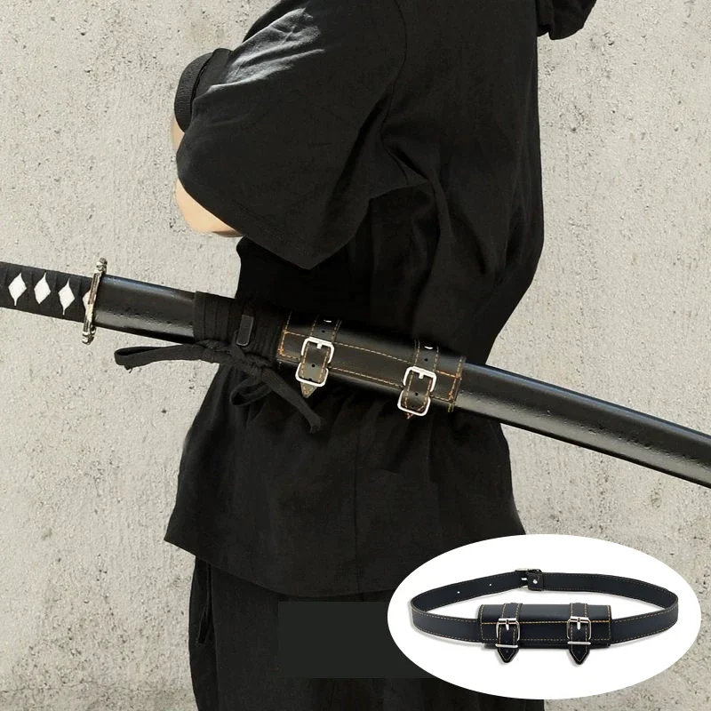 Herren Schwertgürtel Party Cosplay Böser Schwertgürtel, PU-Leder Messerständer Schultergurt Zubehör