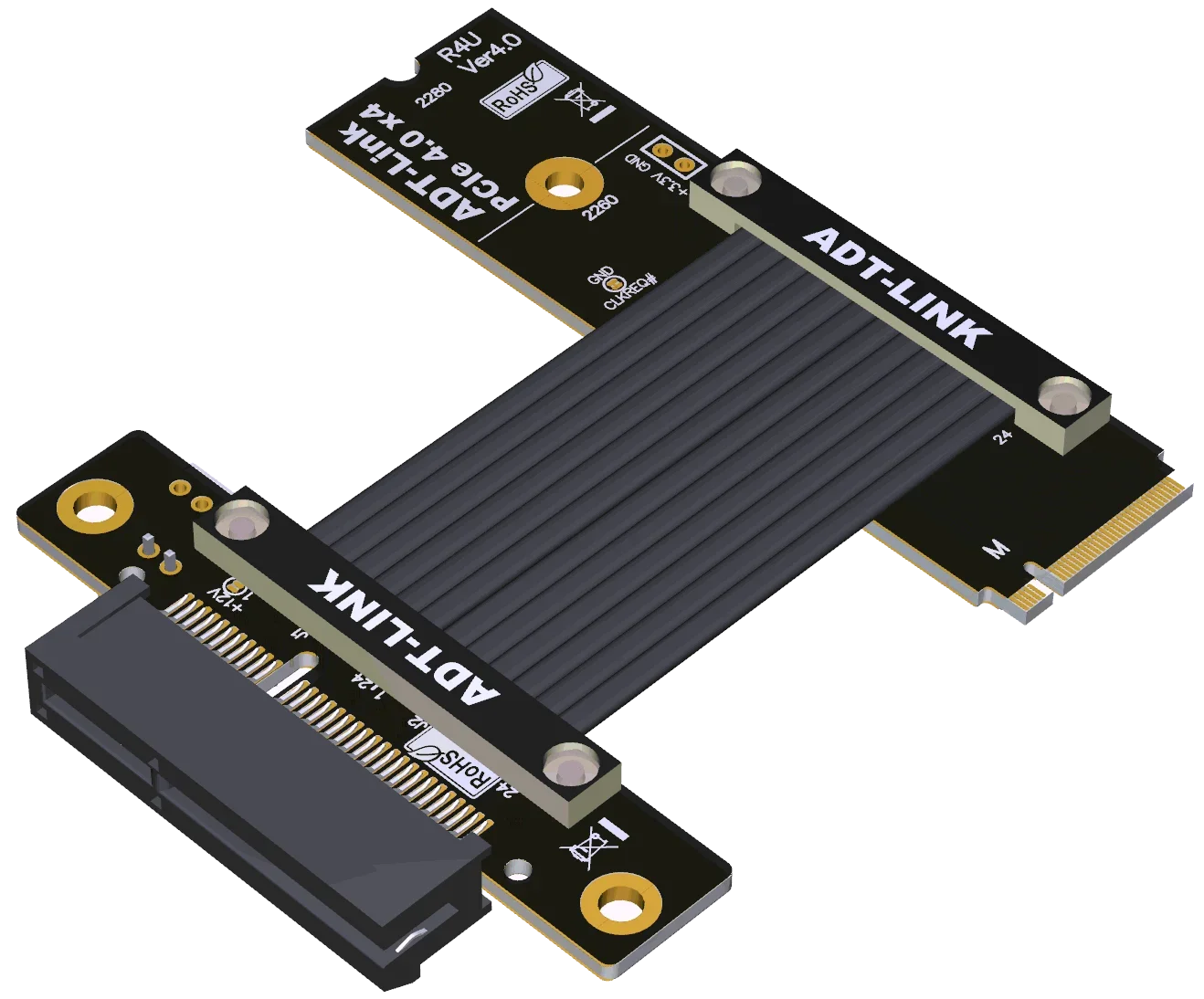 Cabo de Extensão Pci Express 4x para M.2 Nvme Ssd Chave m 2280 Riser Placa de Expansão Gen Linha Extender Adt-link Pci-e x4 4.0 64g Bps - Imagem 4