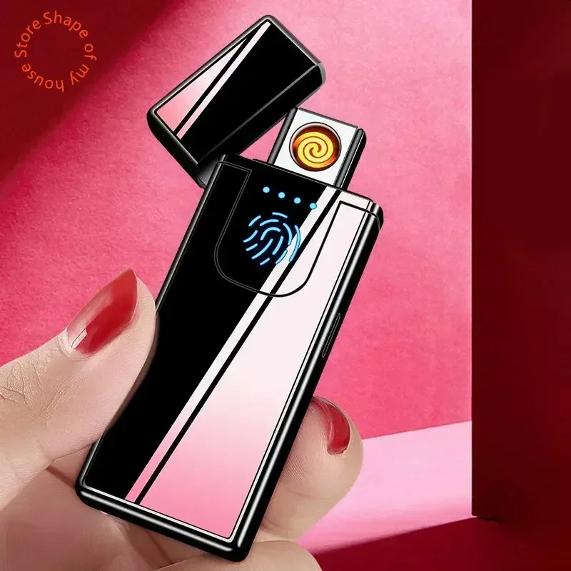 Plastic Touch-Sensitive Electric Lighter Usb Rechargeable Double-Sided Ignition Windproof Ultra-Thin Men's Smoking Tool