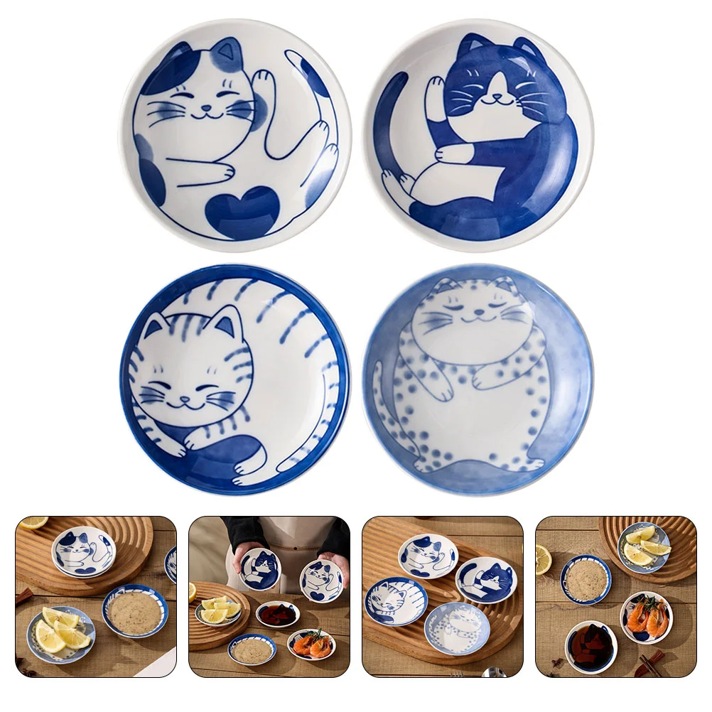 

Japanese Cat Seasoning Dishes Sushi Dipping Bowl Appetizer Plate Dessert Plate Soy Sauce Dish Snack Dish Sides Dish Small