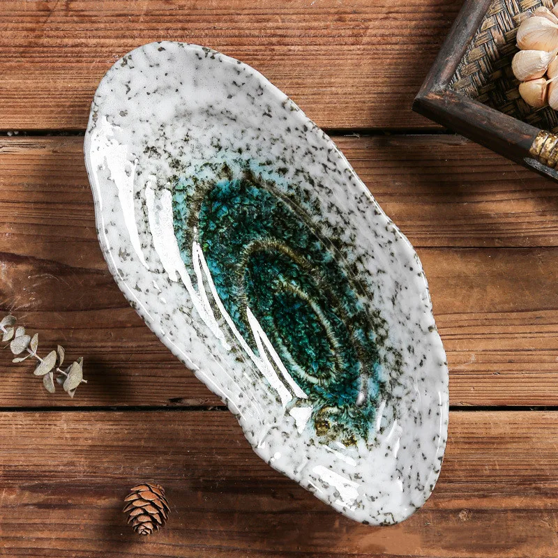 Ceramic Irregular Oyster Plate Dessert Plate Sushi Decorative Seasoning Bowl Spice Kitchen Tableware Gazpacho