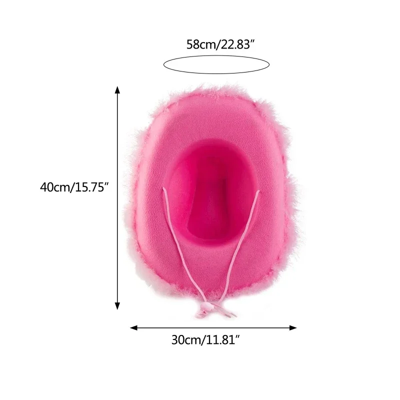 Beautiful Wide Brim Pink Cowgirl Hat Feather Brim Cowboy Hat All-match for Carnival Cosplay Street Shooting Шапка Женская 6