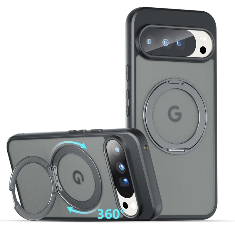 ELVEV Magnetic Shockproof Matte Case with Rotating Ring Bracket