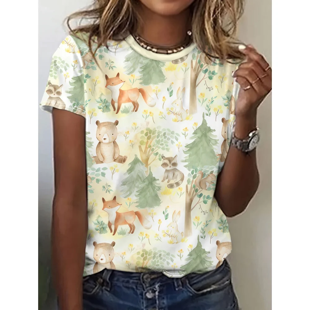 

Women's T-Shirts Cartoon Characters 3d Print Rose T-Shirt Harajuku Casual Short Sleeve Top Tee O Neck Oversized Female Clothing