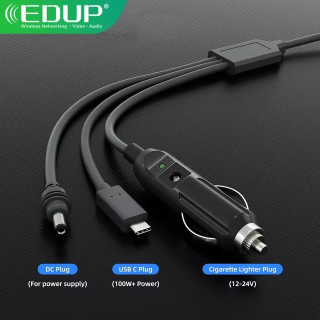 สายชาร์จรถยนต์ EDUP SK0101-3M Starlink Mini 100W สายไฟ 3-in-1 สำหรับเลือกใช้ 3M / 5M สายชาร์จในรถยนต์+สาย DC+Type-C เป็น DC 1
