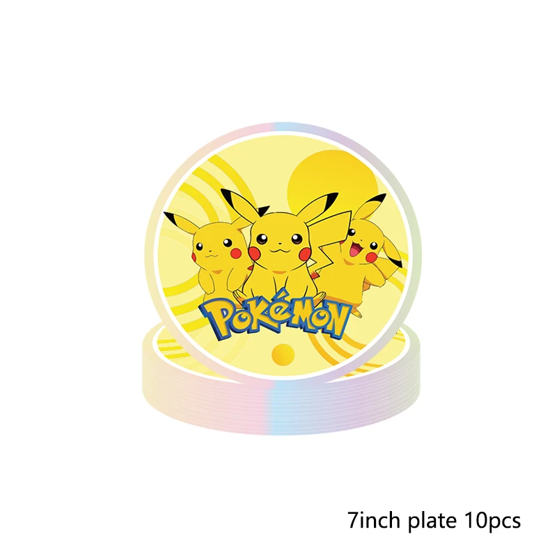 Decoraciones de fiesta de cumpleaños de Pokémon, globos de papel de  aluminio de Pikachu, vajilla desechable, plato, servilleta, telón de fondo  para niños, suministros de fiesta para niños