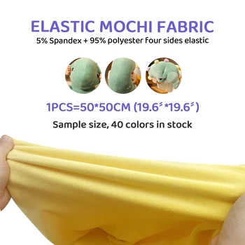 Tissu Mochi lisse et Minky extensible, 40 couleurs, 50x50cm, Hopen, 95% Polyester, 5% élasthanne, tissu en peluche extensible sur 4 côtés pour jouet de couture, bricolage 1