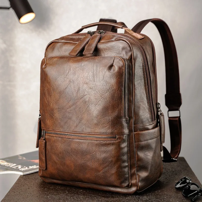 Vintage Men's Backpack Large Capacity Travel Backpacks Men Multiple Compartments Business Laptop Backpacks Male Schoolbags 1