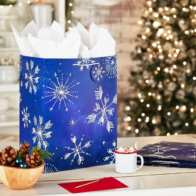 Extra Large Gift Bags with Tissue Paper (3 Gift Bags Starry Snowflakes on  Navy Blue) for Christmas, Hanukkah, Weddings, Birthd - AliExpress