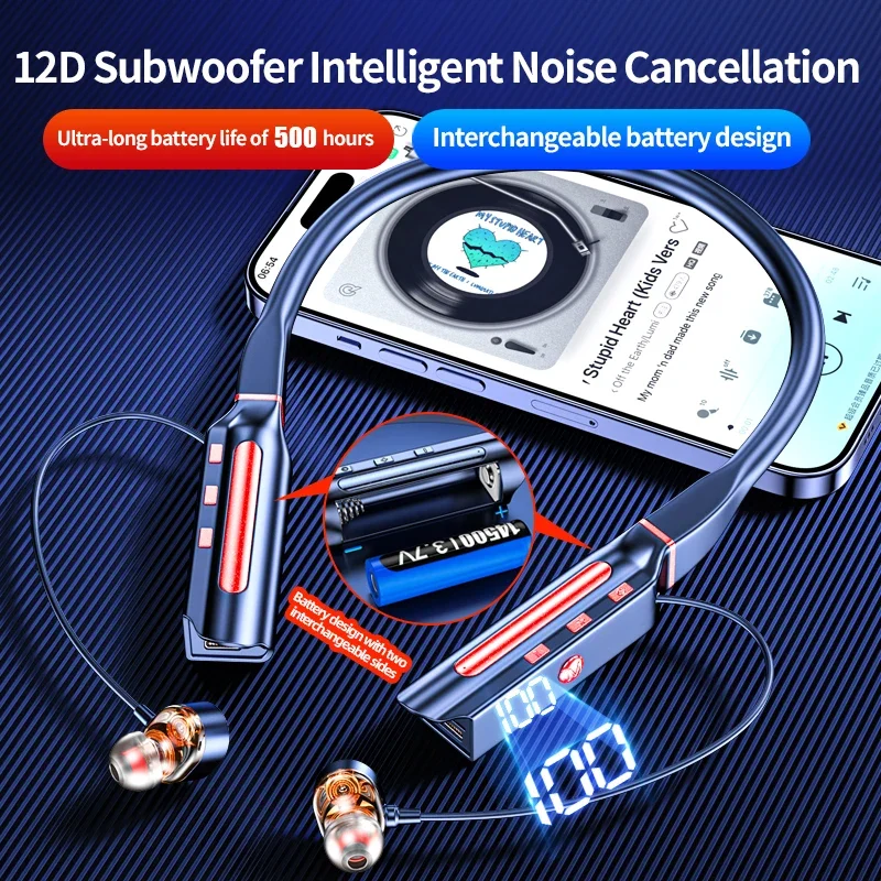 4speakers 1000Hours Playback Wireless Headphones Bluetooth Earphones Noise Reduction Earbuds Power Bank