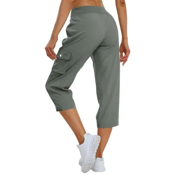 Hip Hop Street Popular Trousers For Female Cargo Capris Hiking Pants Drawstring Elastic Rised Summer Pant Soild Ladies Slacks 5