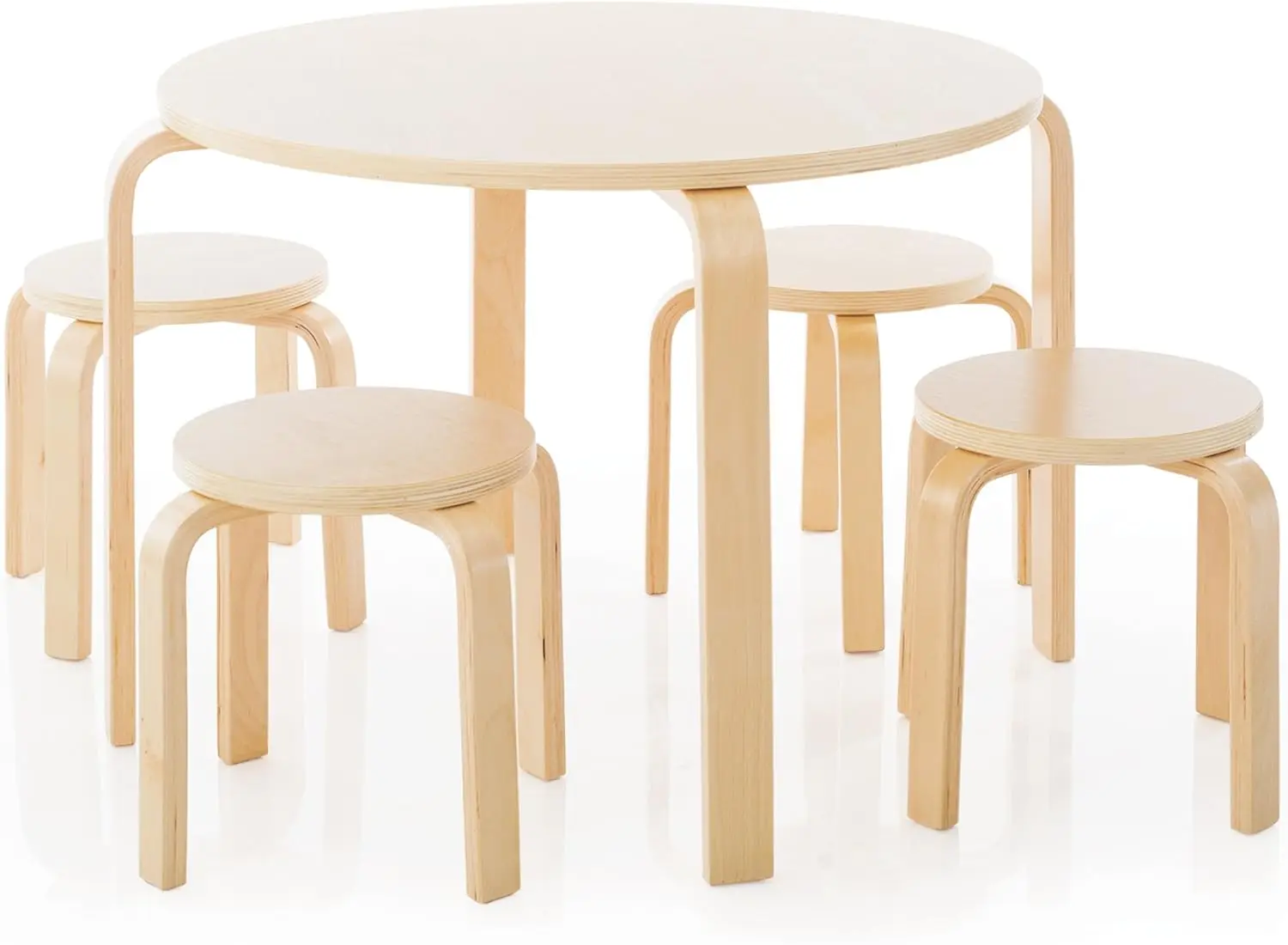 Children Furniture Sets for Kids White - Stacking Bentwood Stools with Curved Wood Toddler Activity Children Furniture Sets images - 6