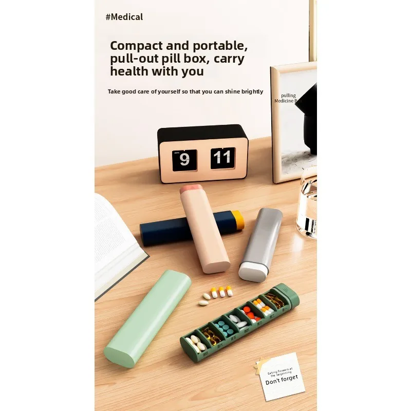 Portable Weekly Medicine Organizer with Sub-Compartments