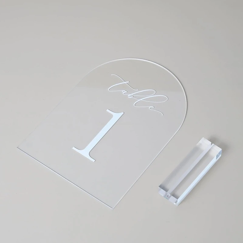 Clear Arch Table Numbers For Wedding,5X7in Arched Acrylic Table Numbers 1-10+Stands,Clear Acrylic Arch Tabletop Sign