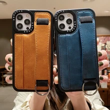  Cart Slot Wrist Strap Wallet Leather Case for iPhone 13 14 11 12 Pro X Xs Max Xr 7 8 6s 14 Plus SE 2020 Stand Hand Band Cover 