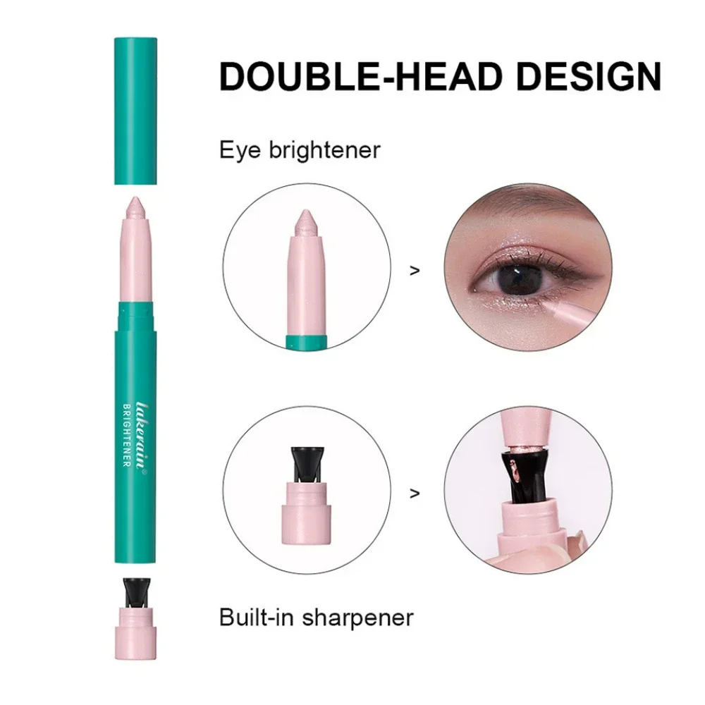 Waterproof Pearlescent Eyeshadow Stick with Sharpener Lasting Shiny Nude Brown Eyes Shadow Makeup Pigment Silkworm Eyeshadow Pen