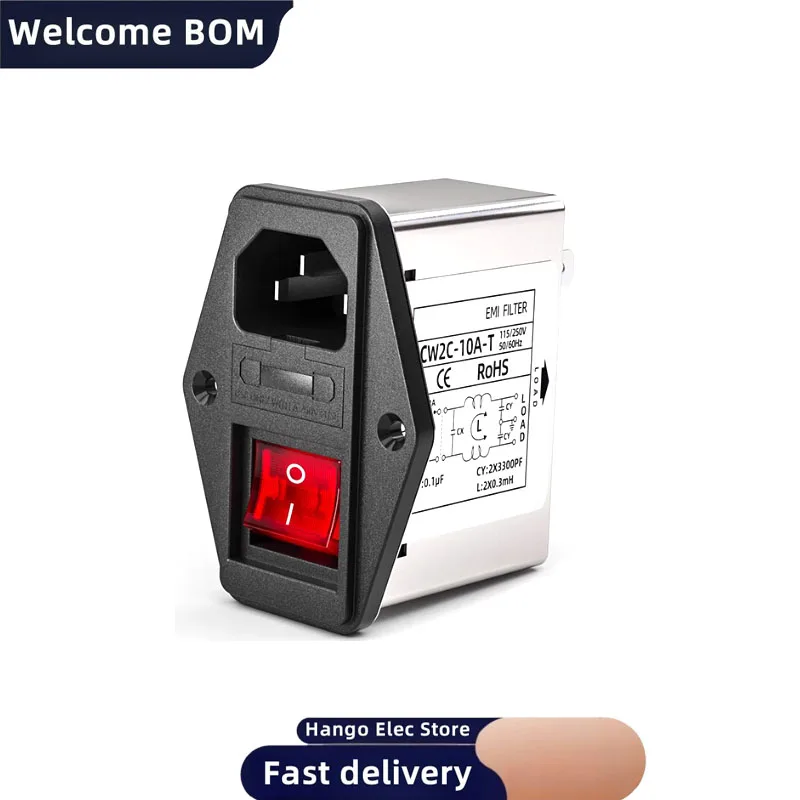 Enhanced IEC Power Filter with Light Switch and Safety - 220V EMI Interference Control