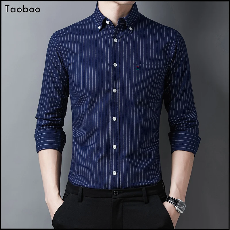 thumbnail image 1 of Camisa de algodón a rayas para hombre nueva de Taoboo, camisa de manga larga de alta calidad para primavera y otoño, ropa informal de negocios ajustada para hombre, 1 of 4
