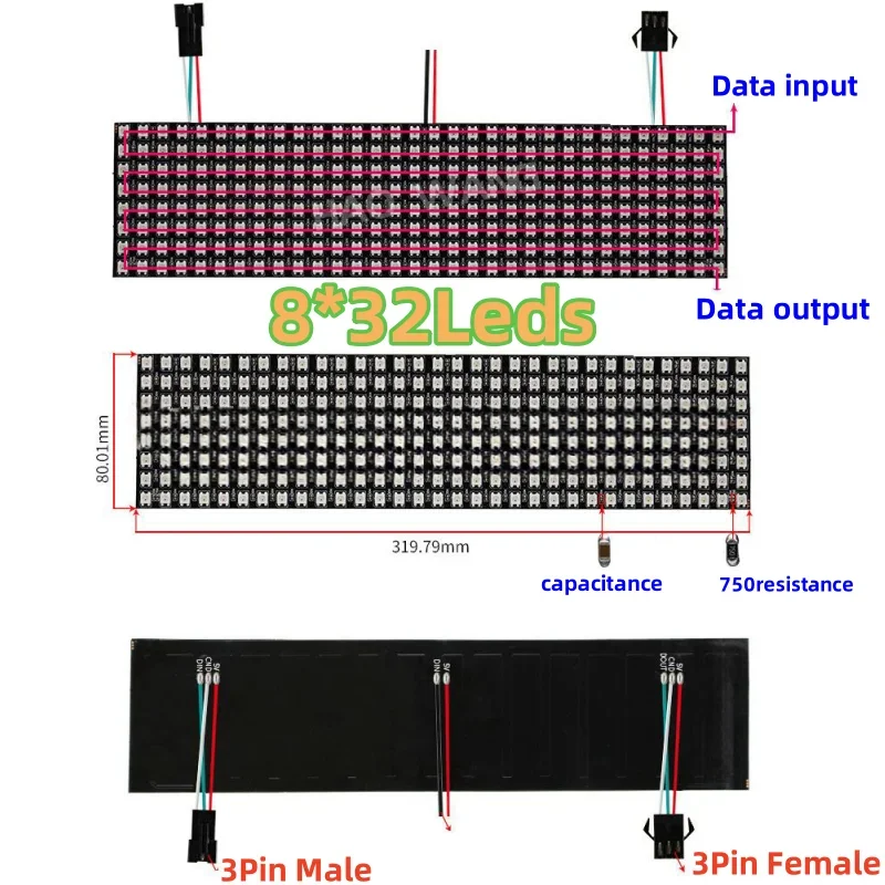 WS2812B LED Digital Flexible Individually Addressable Panel Light LED Module Matrix Screen Triangle Screen Light Sp801e Control