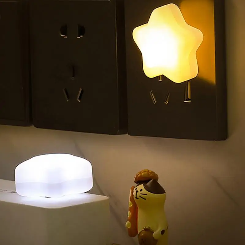 USB Night Light Star Shaped LED Bedside Night Light USB Charging Cute Star Lamp 2 Colors Light Up Decor for Bathroom Bedroom