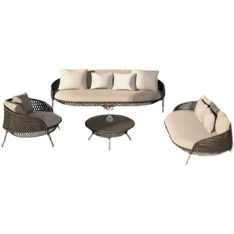 

Rattan Sofa Single Garden Chair Balcony Outdoor Designer Coffee Table Nordic Salon De Jardin Patio Furniture Outdoor Set
